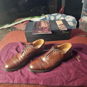 Allen Edmonds Men's 9.5A Byron Chili Brown Leather Lace Up Oxford Dress Shoes